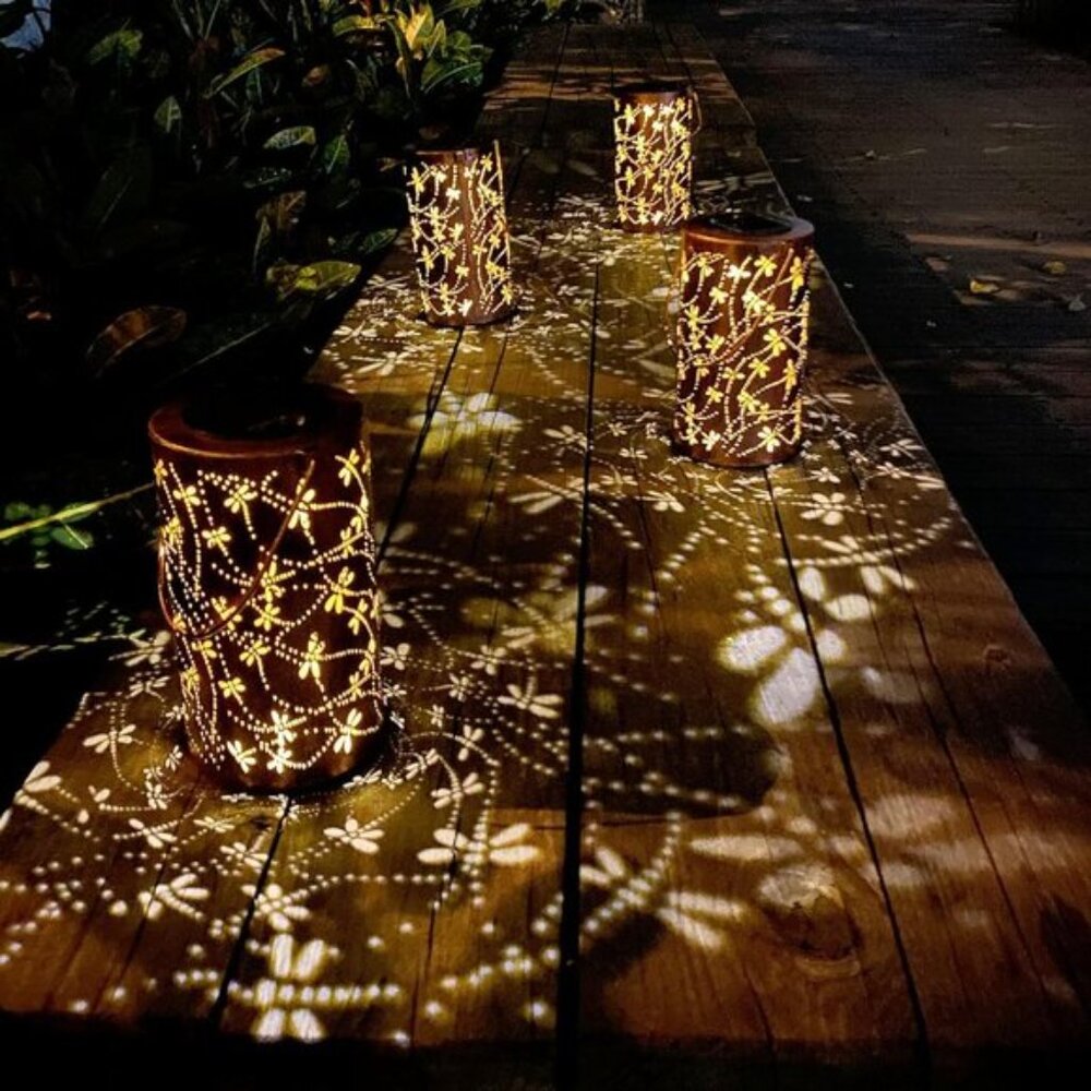 New Solar Lanterns Outdoor Waterproof Dragonfly Metal LED Lights for Garden - Picture 5 of 7
